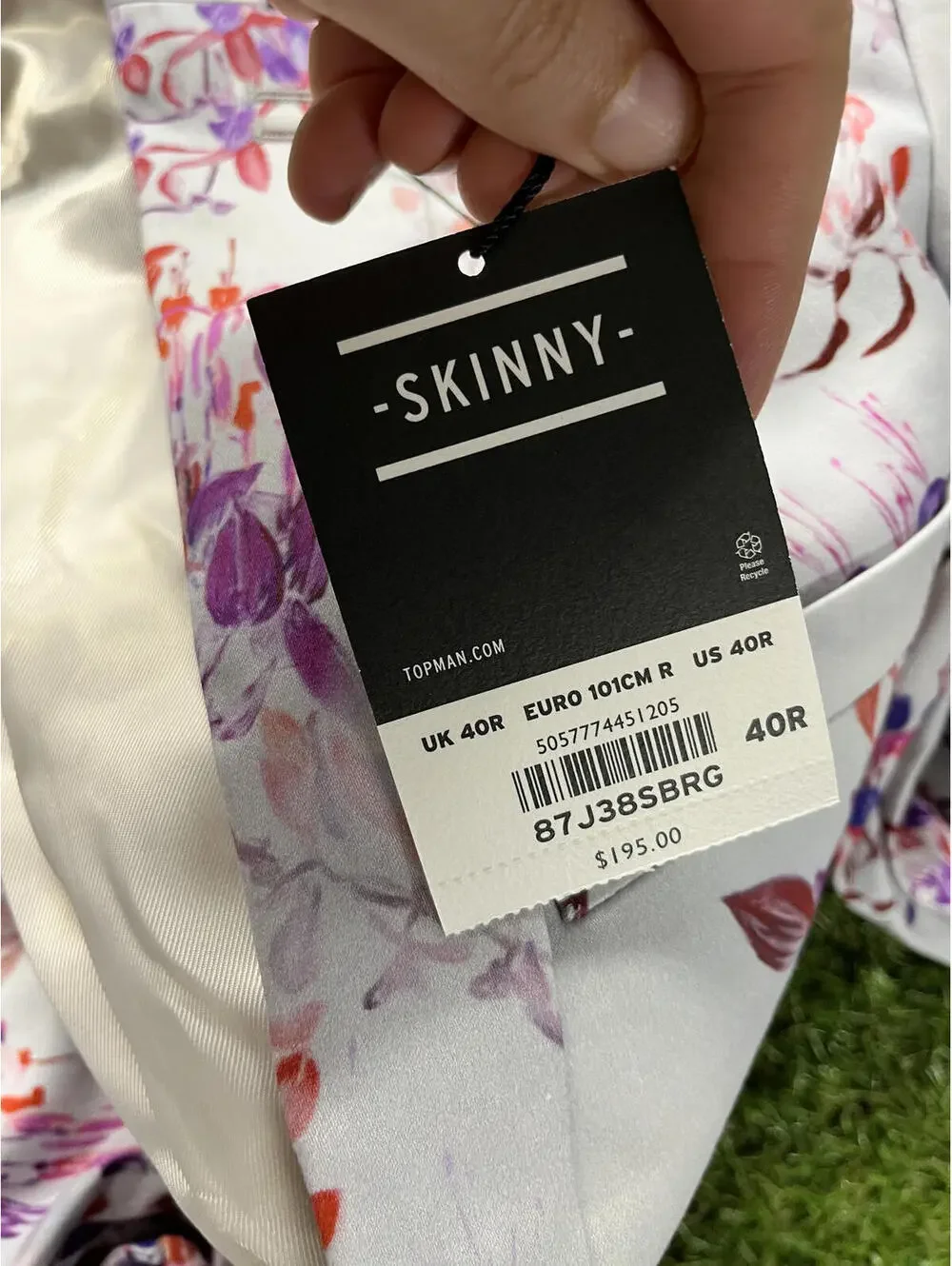 Topman Skinny Fit Floral Blazer Jacket 40R Mens